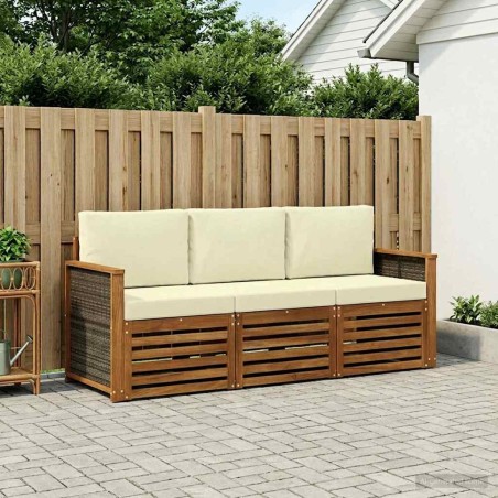 Ensembles de canapés avec coussin 3 pcs Bois d'Acacia Massif 637716637716