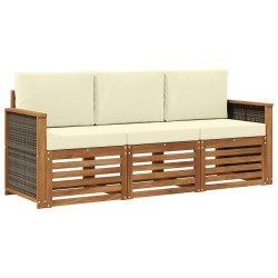 Ensembles de canapés avec coussin 3 pcs Bois d'Acacia Massif 637716637716