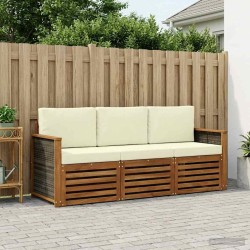 Ensembles de canapés avec coussin 3 pcs Bois d'Acacia Massif 637716637716