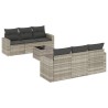 Salon de jardin avec coussins 7 pcs gris clair résine tressée 637719637719