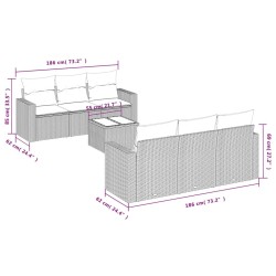 Salon de jardin avec coussins 7 pcs gris clair résine tressée 637719637719