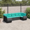 Salon de jardin 7 pcs avec coussins noir résine tressée 637720637720