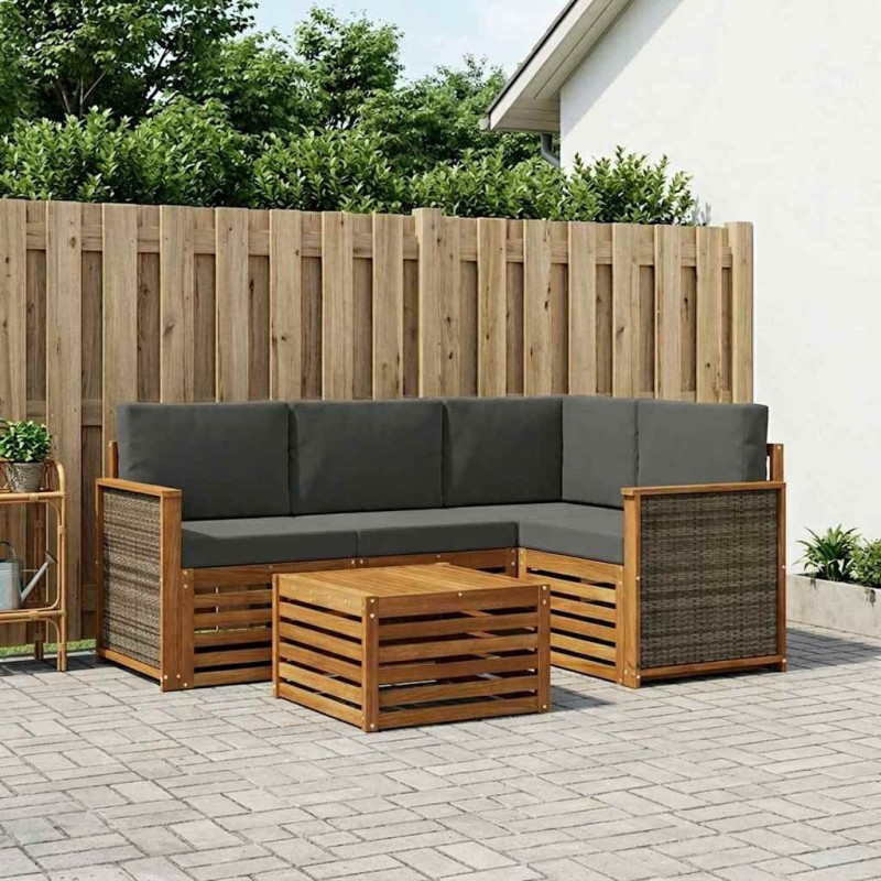Ensemble de canapés d'extérieur 5 pcs Naturel et Anthracite 637722637722