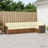 Ensemble de canapé d'angle avec coussin 5 pcs Naturel et Crème 637725637725