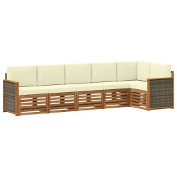 Ensemble de canapé d'angle avec coussin 5 pcs Naturel et Crème 637725637725