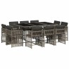 Ensemble à manger de jardin 11pcs avec coussins gris poly rotin 637730637730