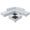 Salon de jardin 6 pcs avec coussins Résine tressée Blanc 637731637731