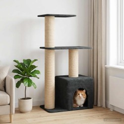 Arbre à chat avec poteaux à griffer en sisal Gris foncé 133 cm 637738637738
