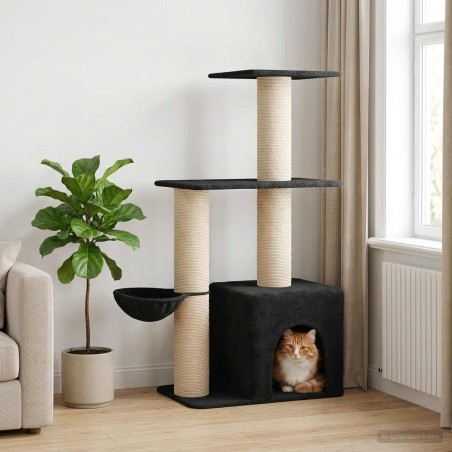 Arbre à chat avec poteaux à griffer en sisal Gris foncé 133 cm 637739637739
