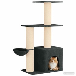 Arbre à chat avec poteaux à griffer en sisal Gris foncé 133 cm 637739637739