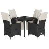 Ensemble à manger de jardin coussins 5pcs Noir Résine tressée 637740637740