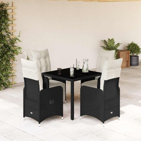 Ensemble de bistro de jardin 5 pcs coussins noir poly rotin 637741637741