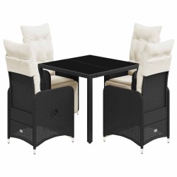 Ensemble de bistro de jardin 5 pcs coussins noir poly rotin 637741637741
