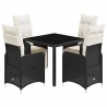 Ensemble de bistro de jardin 5 pcs coussins noir poly rotin 637741637741