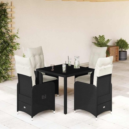 Ensemble de bistro de jardin 5 pcs coussins noir poly rotin 637742637742