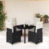 Ensemble de bistro de jardin 5 pcs coussins noir poly rotin 637742637742