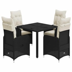 Ensemble de bistro de jardin 5 pcs coussins noir poly rotin 637742637742