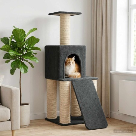 Arbre à chat avec poteaux à griffer en sisal Gris foncé 146 cm 637743637743
