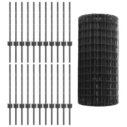 Clôture Euro avec poteau 50 x 0,6 m Acier recouvert de PVC Gris 637744637744