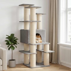 Arbre à chat avec poteaux à griffer en sisal Gris clair 161 cm 637745637745