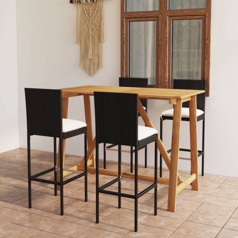 Ensemble de bar de jardin avec coussins 5 pcs Noir 637746637746