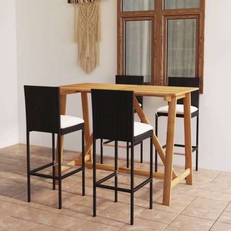 Ensemble de bar de jardin avec coussins 5 pcs Noir 637746637746