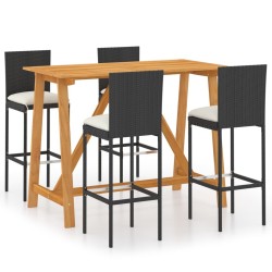 Ensemble de bar de jardin avec coussins 5 pcs Noir 637746637746