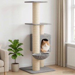 Arbre à chat avec poteaux à griffer en sisal Gris clair 137 cm 637761637761
