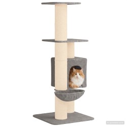 Arbre à chat avec poteaux à griffer en sisal Gris clair 137 cm 637761637761