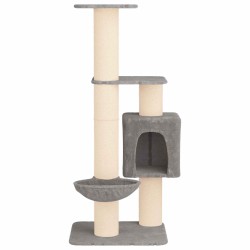 Arbre à chat avec poteaux à griffer en sisal Gris clair 137 cm 637761637761