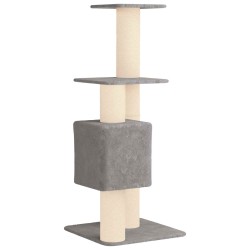 Arbre à chat avec poteaux à griffer en sisal Gris clair 137 cm 637761637761