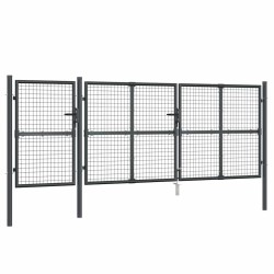Portail de jardin grillagé Anthracite 400x125 cm Acier galvanisé 637762637762