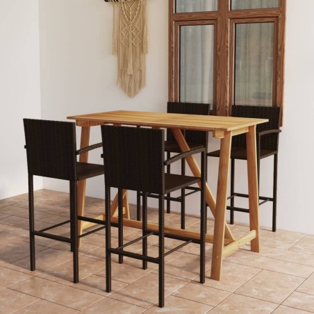 Ensemble de bar de jardin 5 pcs Marron 637777637777