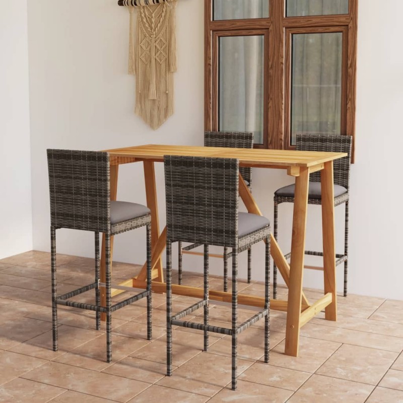 Ensemble de bar de jardin avec coussins 5 pcs Gris 637782637782