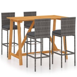 Ensemble de bar de jardin avec coussins 5 pcs Gris 637782637782