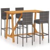 Ensemble de bar de jardin avec coussins 5 pcs Gris 637782637782