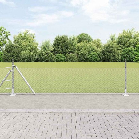 Clôture hexagonale avec base en béton 50 x 0,4 m Argenté Maille 637783637783