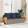 Ensemble de canapé de jardin 3 pcs avec coussins gris résine tressée 637787637787