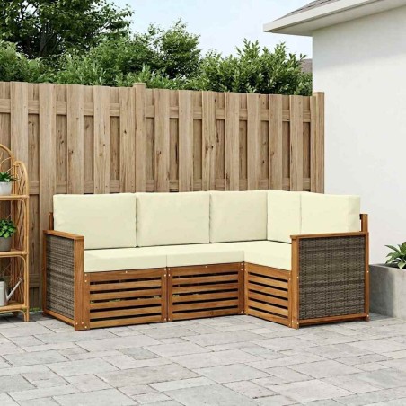 Ensembles de canapés avec coussin 4 pcs Bois d'Acacia Massif 637789637789