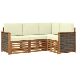 Ensembles de canapés avec coussin 4 pcs Bois d'Acacia Massif 637789637789