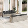 Salon de jardin 9 pcs avec coussins gris clair résine tressée 637790637790