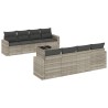 Salon de jardin 9 pcs avec coussins gris clair résine tressée 637790637790