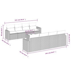 Salon de jardin 9 pcs avec coussins gris clair résine tressée 637790637790