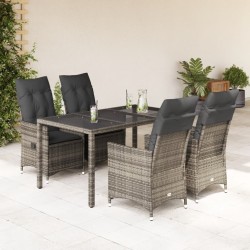 Ensemble à manger de jardin 5 pcs coussins gris résine tressée 637797637797