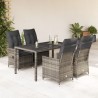 Ensemble à manger de jardin 5 pcs coussins gris résine tressée 637797637797