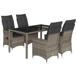 Ensemble à manger de jardin 5 pcs coussins gris résine tressée 637797637797