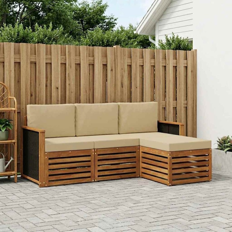 Ensemble de canapés d'extérieur 4 pcs Naturel et Beige 637807637807