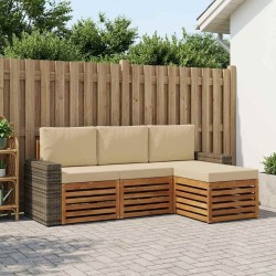 Ensemble de canapés d'extérieur 4 pcs Naturel et Beige 637809637809