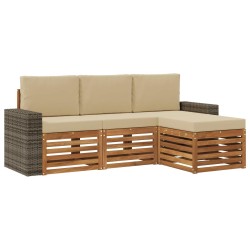 Ensemble de canapés d'extérieur 4 pcs Naturel et Beige 637809637809
