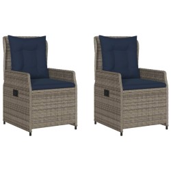 Chaises de jardin inclinables lot de 2 gris résine tressée 637833637833